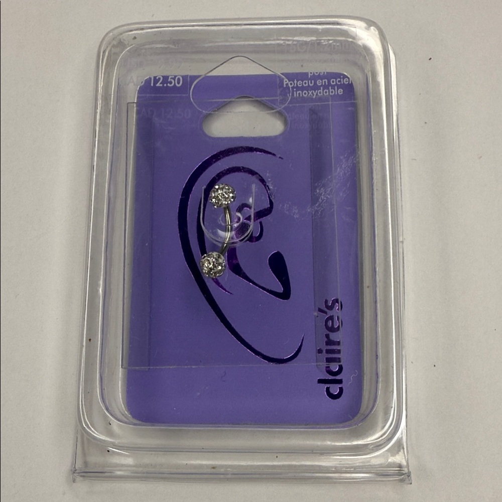 Claire's Silver Nose Ring with Sparkling Gems